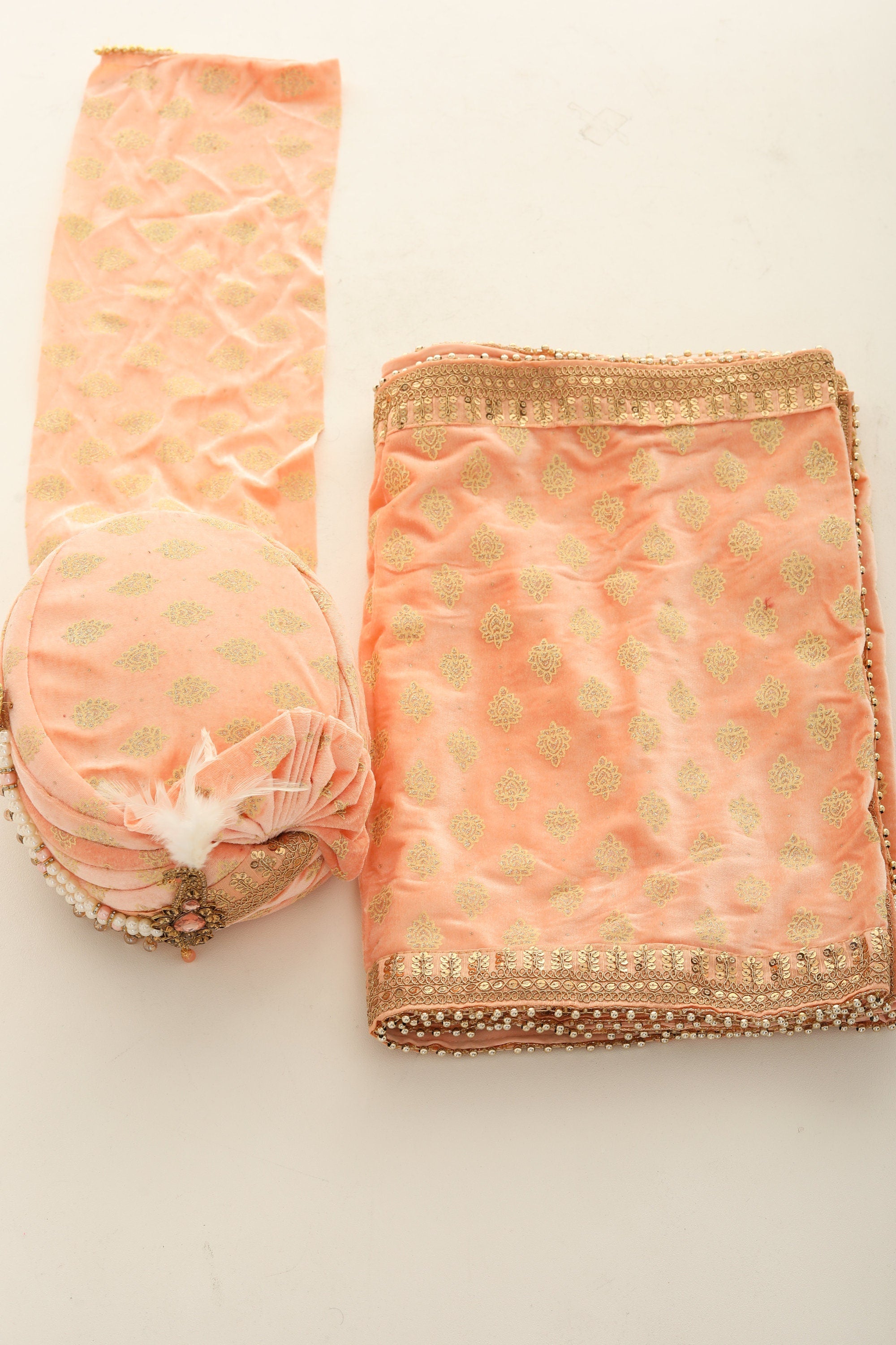 Velvet Groom Turban and Matching Velvet Scarves