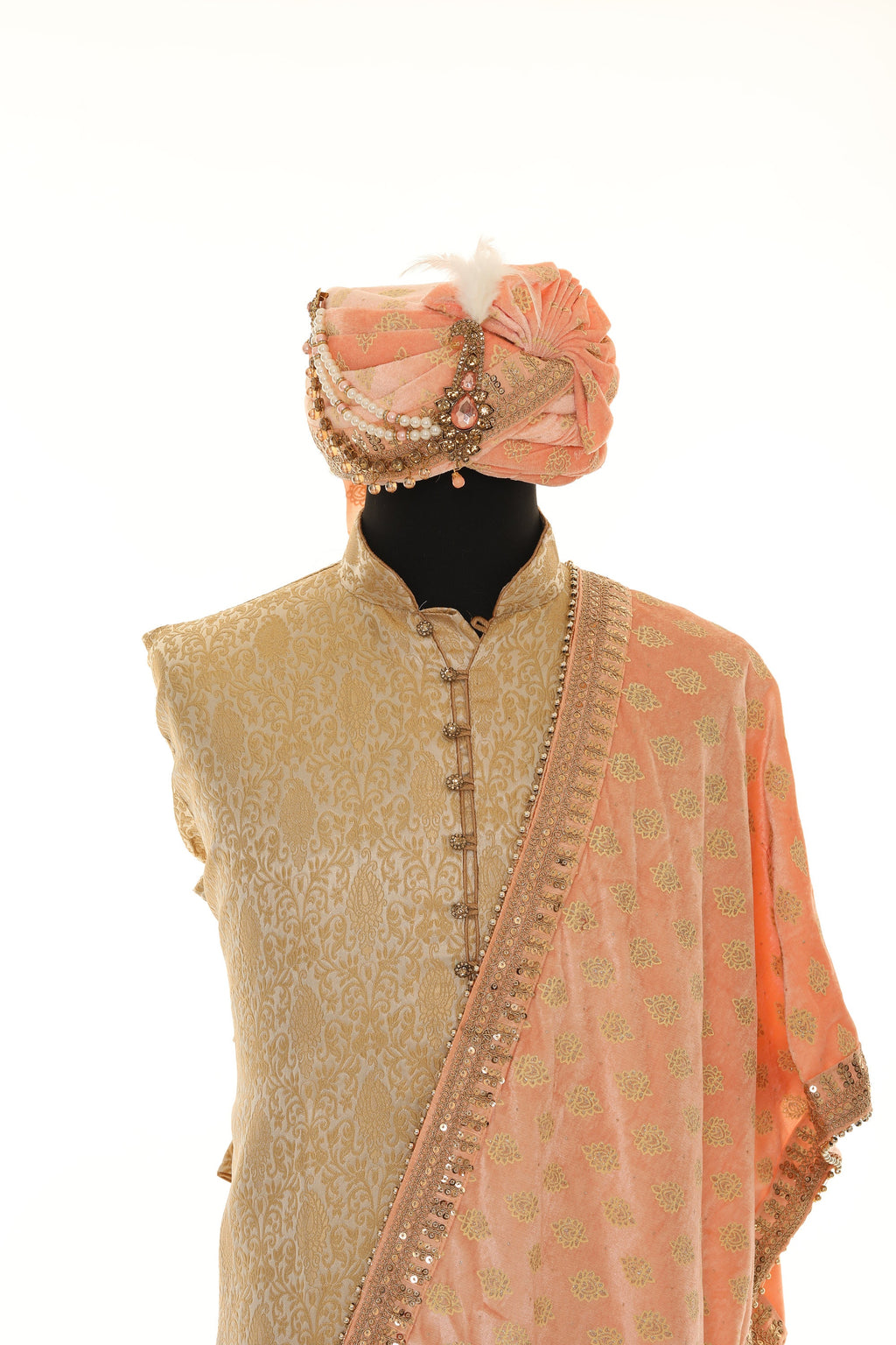 Velvet Groom Turban and Matching Velvet Scarves