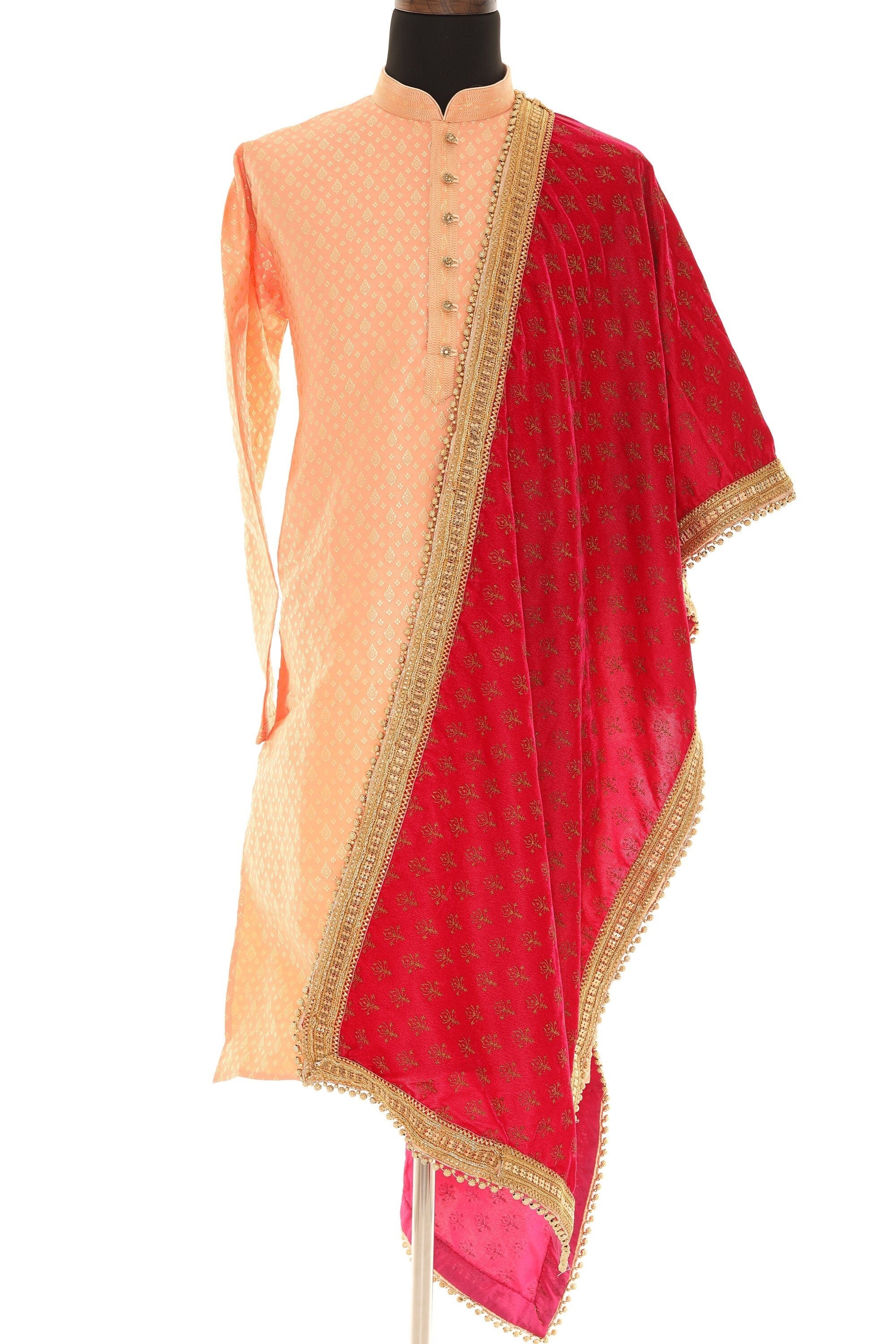 Unisex Indian Fancy Fuchsia Pink Velvet Shawl