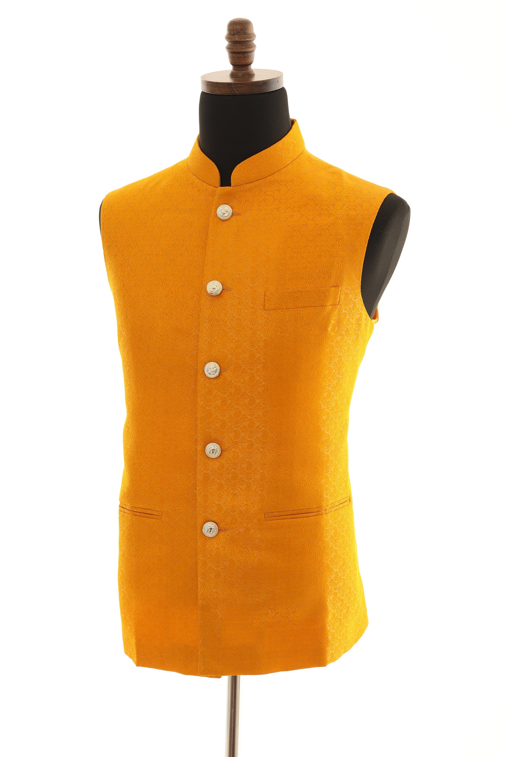 Elegant Dark Yellow Men's Nehru Jacket