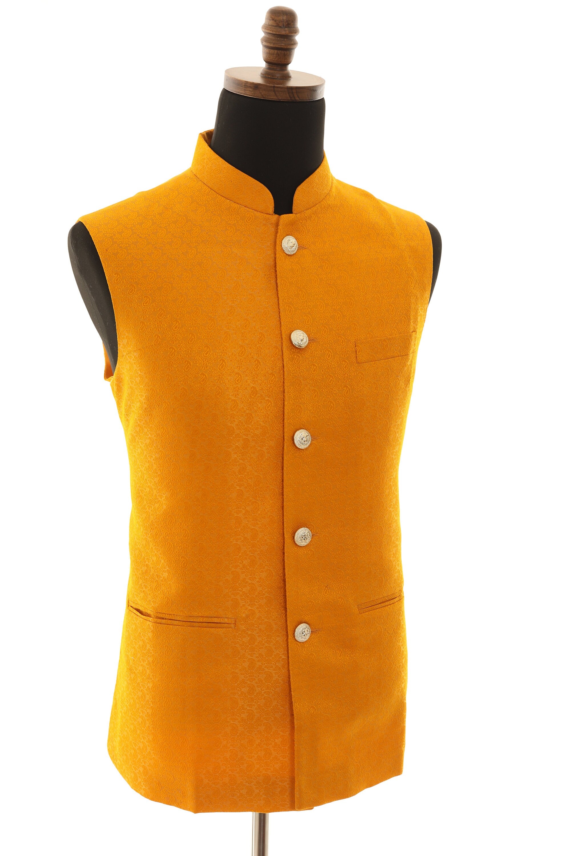 Elegant Dark Yellow Men's Nehru Jacket