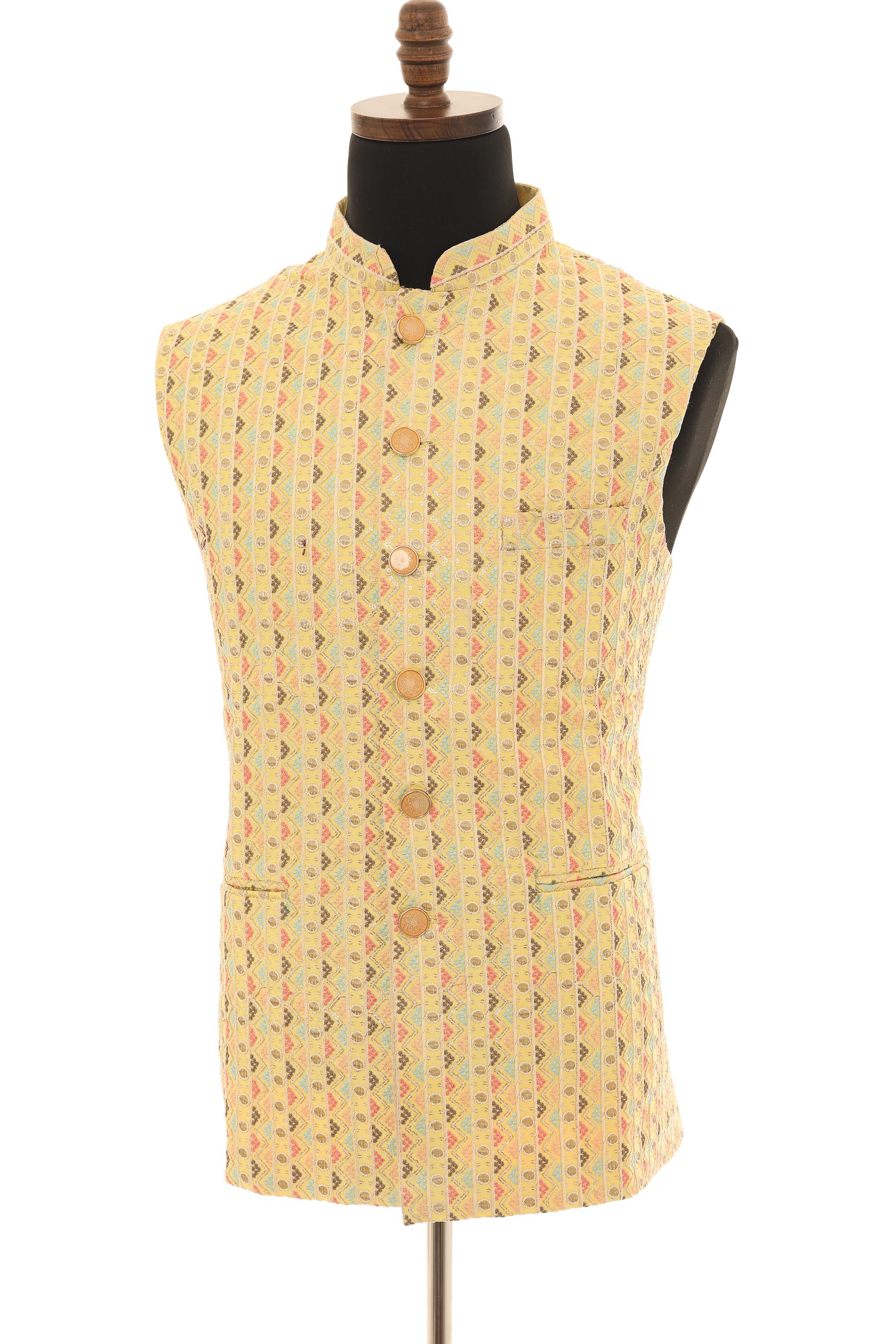 Mens Yellow Nehru Jacket