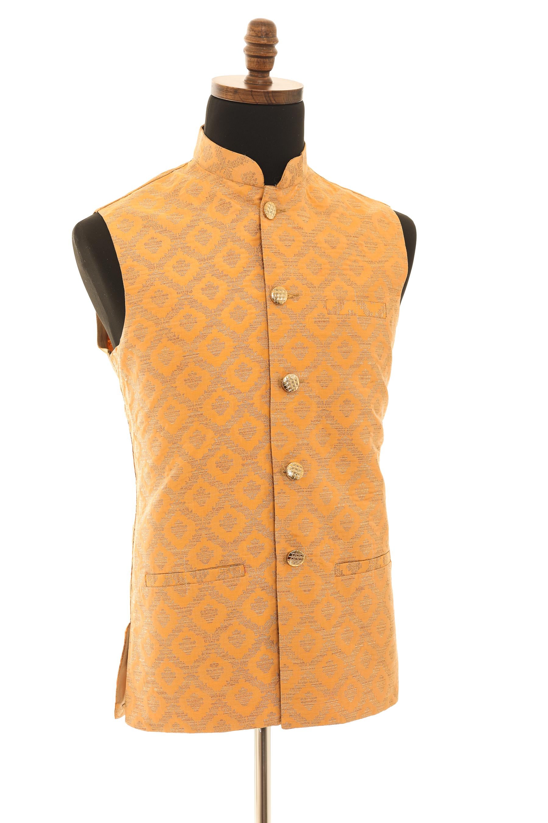 Men's Soft Yellow Nehru Jacket