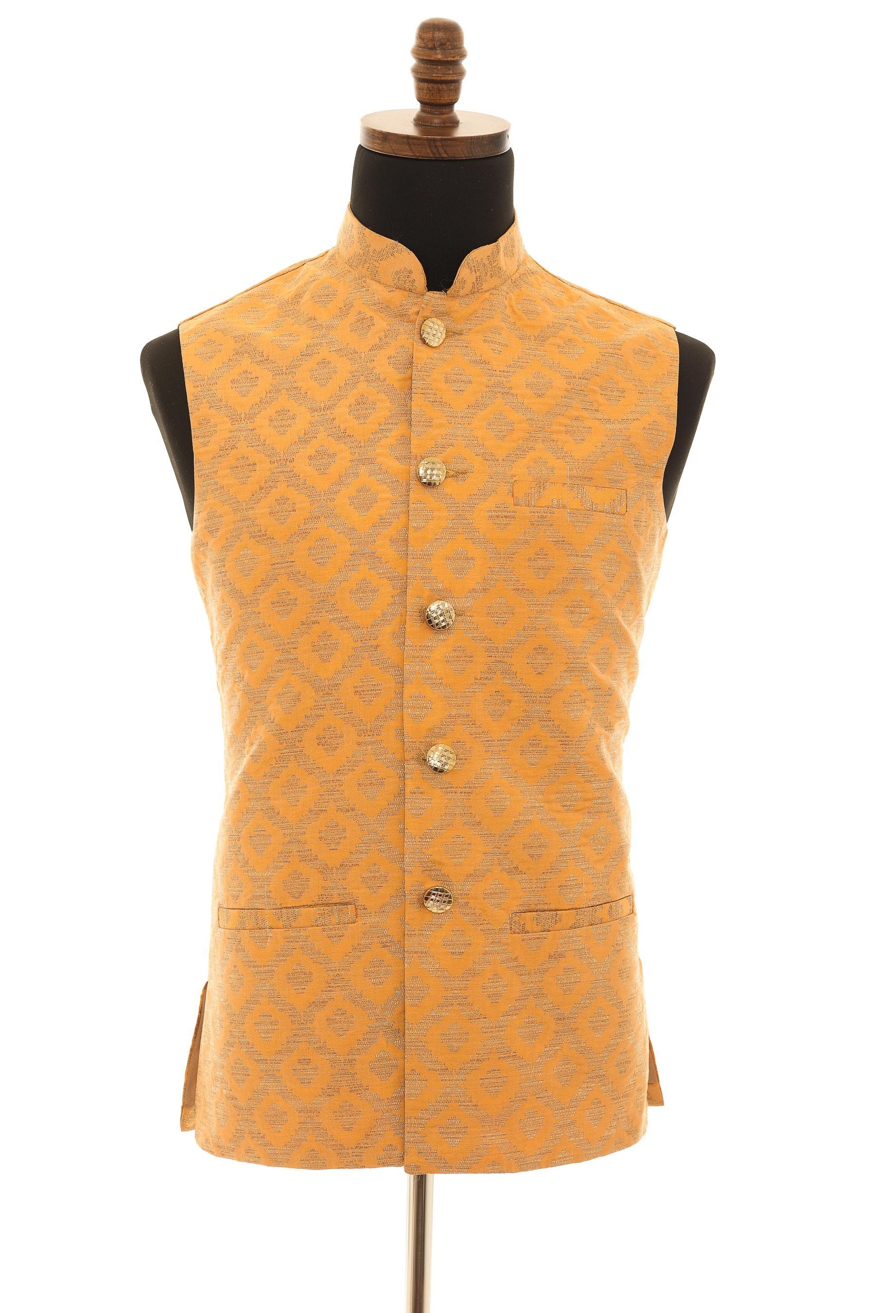 Men's Soft Yellow Nehru Jacket