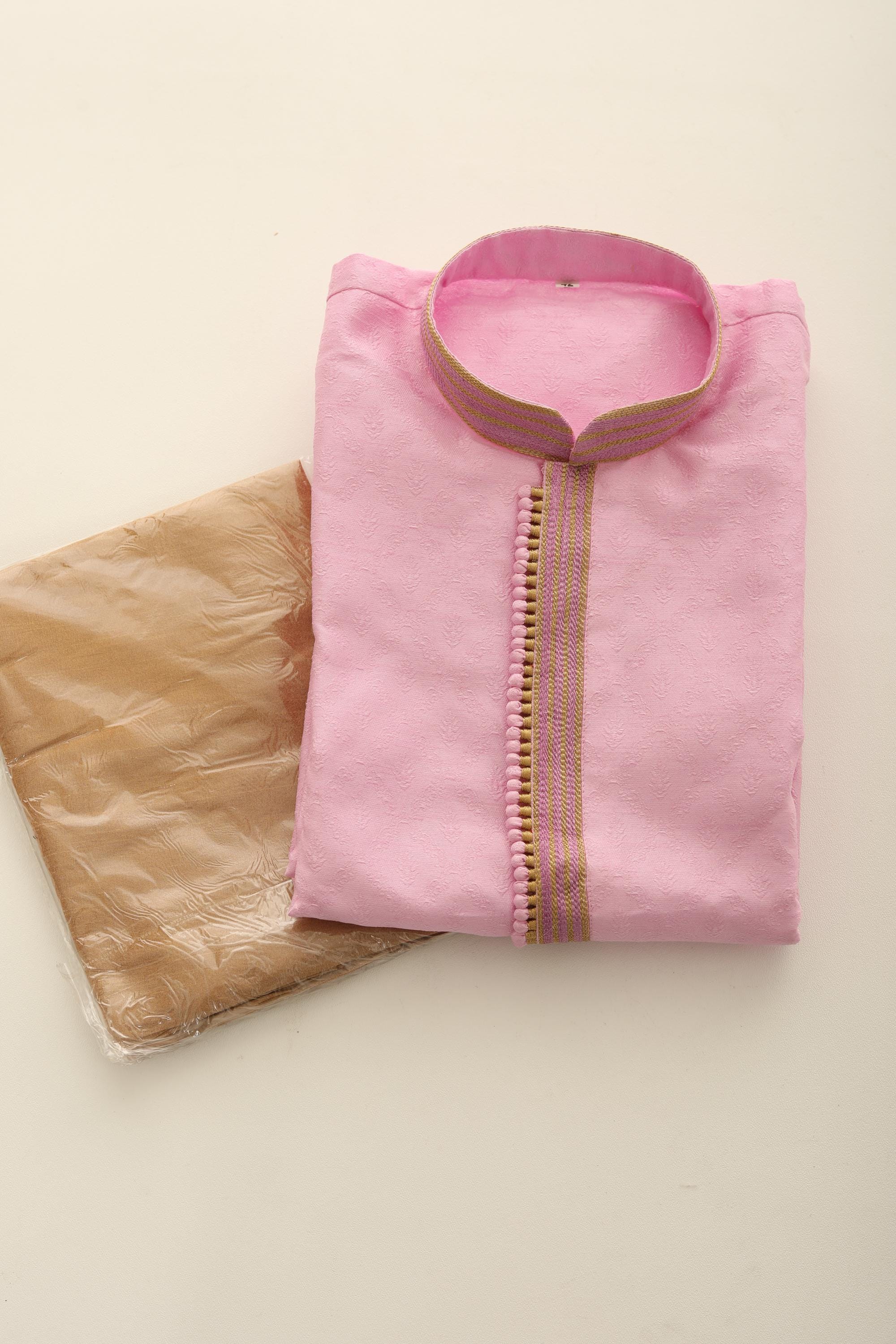 Men's Light Pink Kurta Pajama: Elegant Wedding Festive Wear