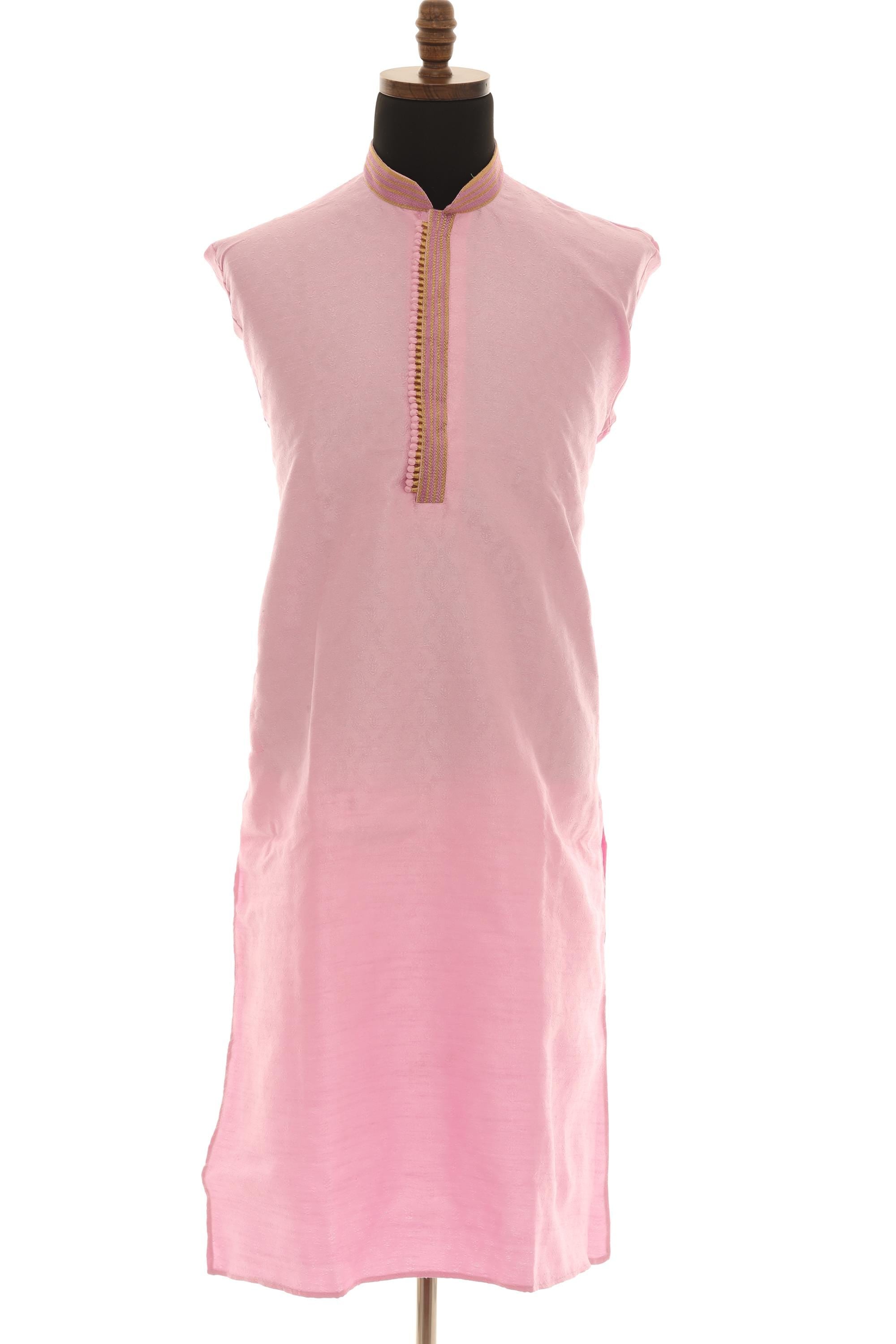 Men's Light Pink Kurta Pajama: Elegant Wedding Festive Wear