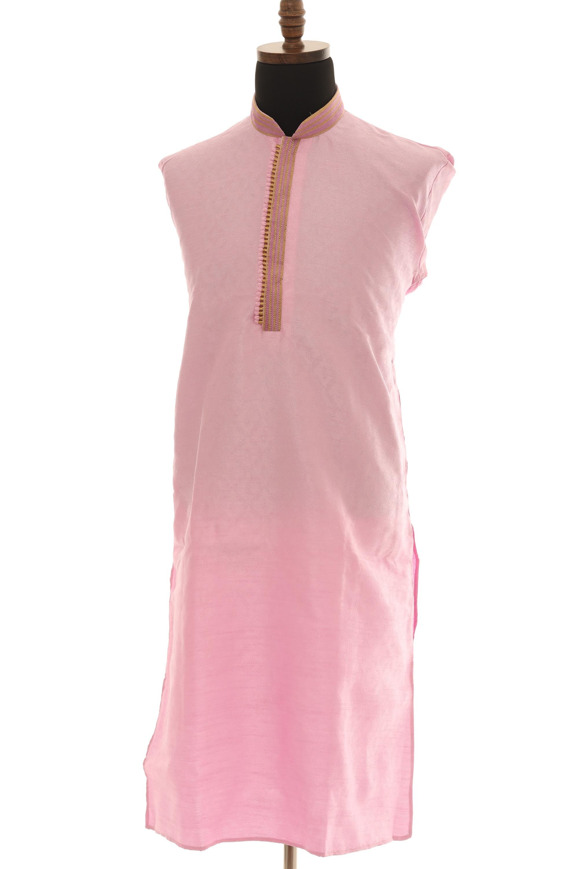 Men's Light Pink Kurta Pajama: Elegant Wedding Festive Wear