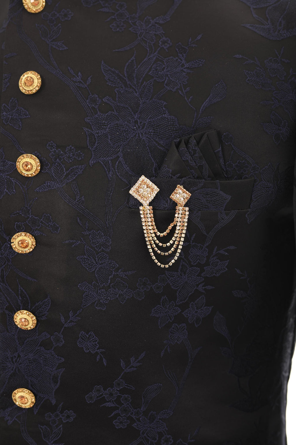 Luxury Diamond Chain Brooch for Men  Copper & Silver Finish