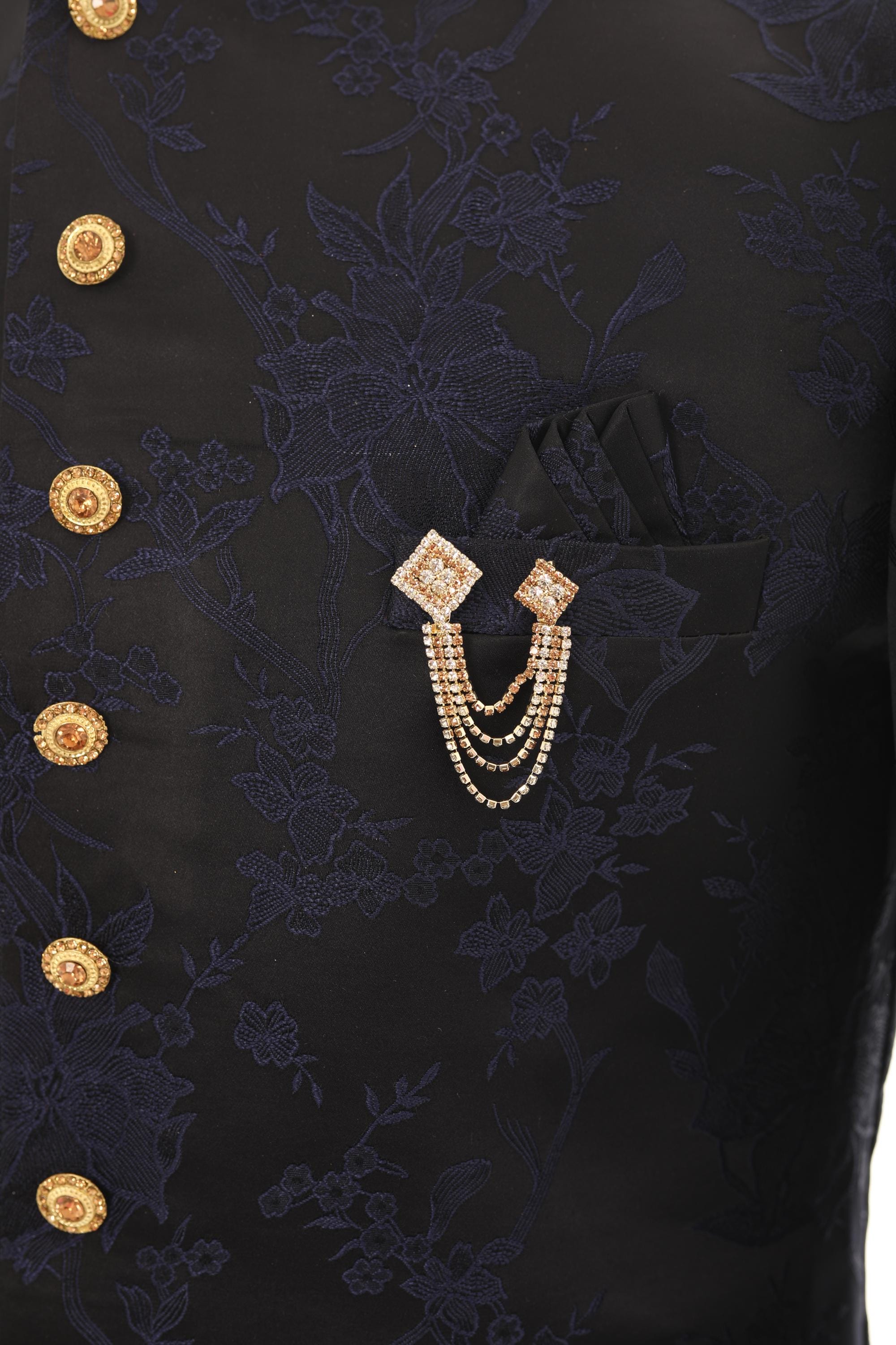Luxury Diamond Chain Brooch for Men  Copper & Silver Finish