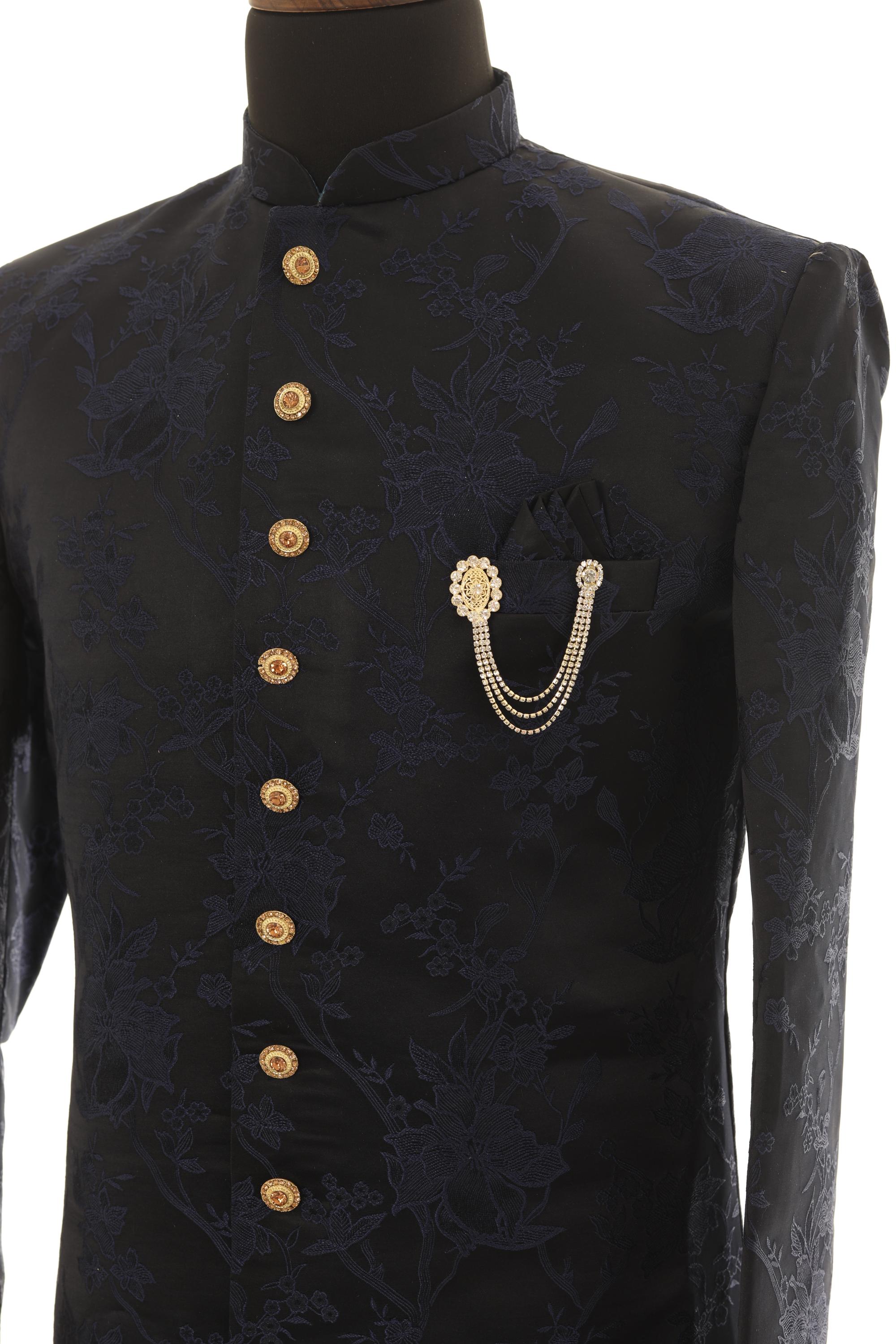 Elegant Oval Crystal Chain Brooch for Men  Gold & Silver Finish