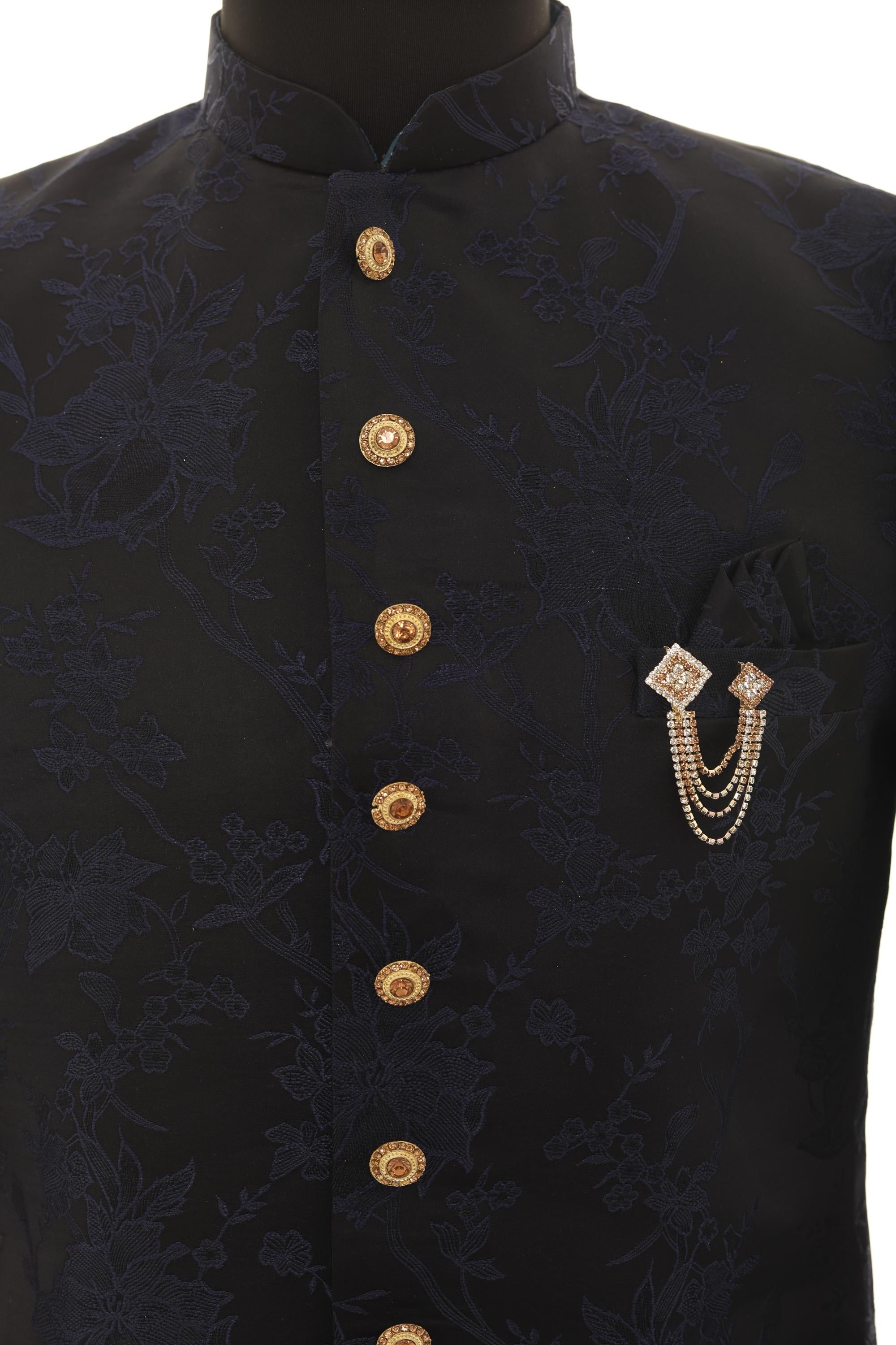 Luxury Diamond Chain Brooch for Men  Copper & Silver Finish