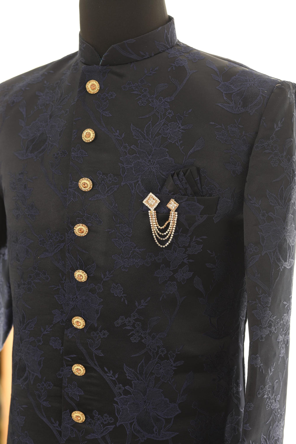 Luxury Diamond Chain Brooch for Men  Copper & Silver Finish