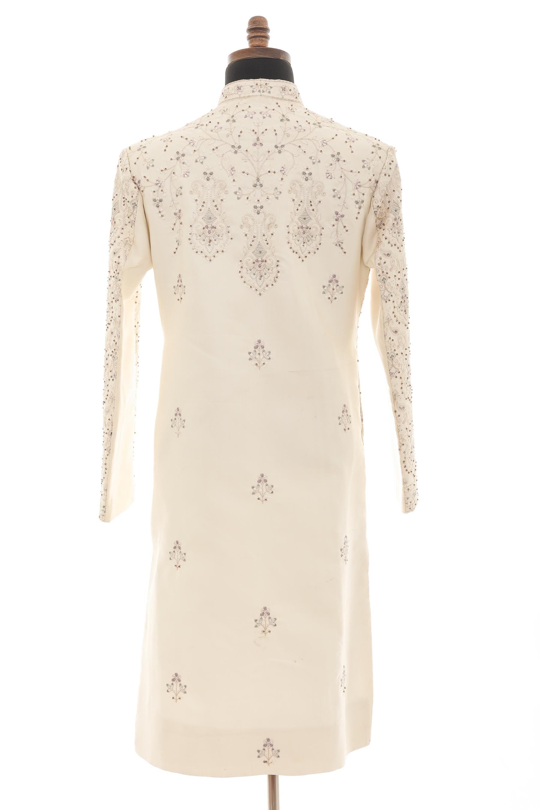 Ivory Embroidered Sherwani for Men | Wedding Groom Sherwani | Indian Pakistani Ethnic Wear | Handcrafted Festive Coat
