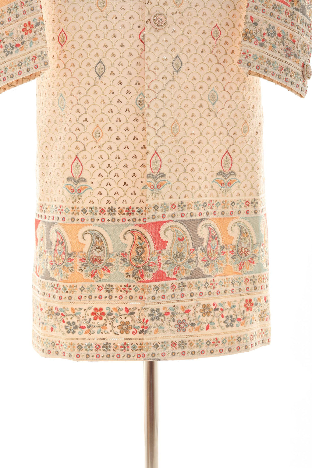 Peach Embroidered Sherwani for Men