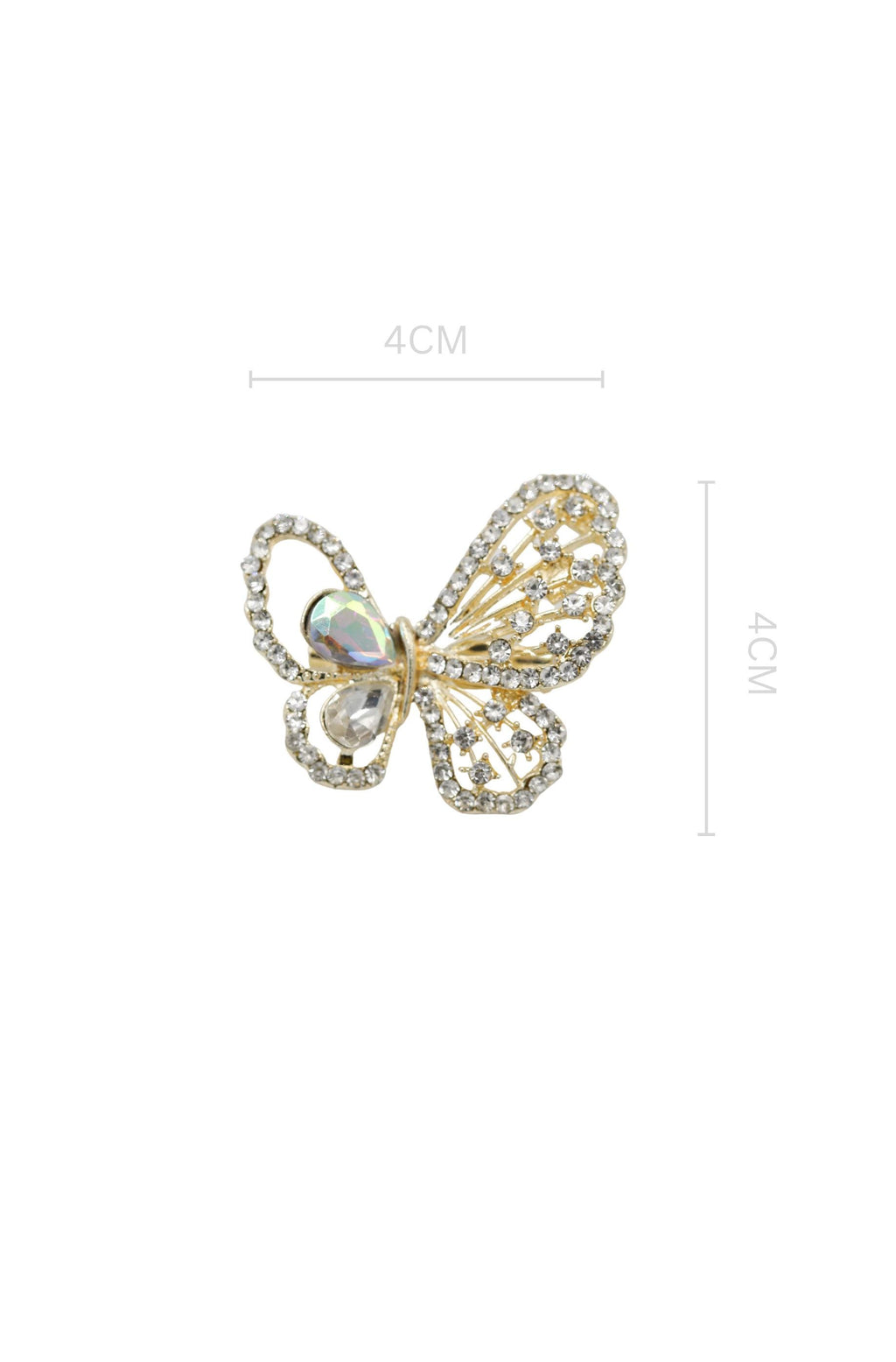 Gold-Tone Butterfly Brooch with Silver Rhinestone Embellishments