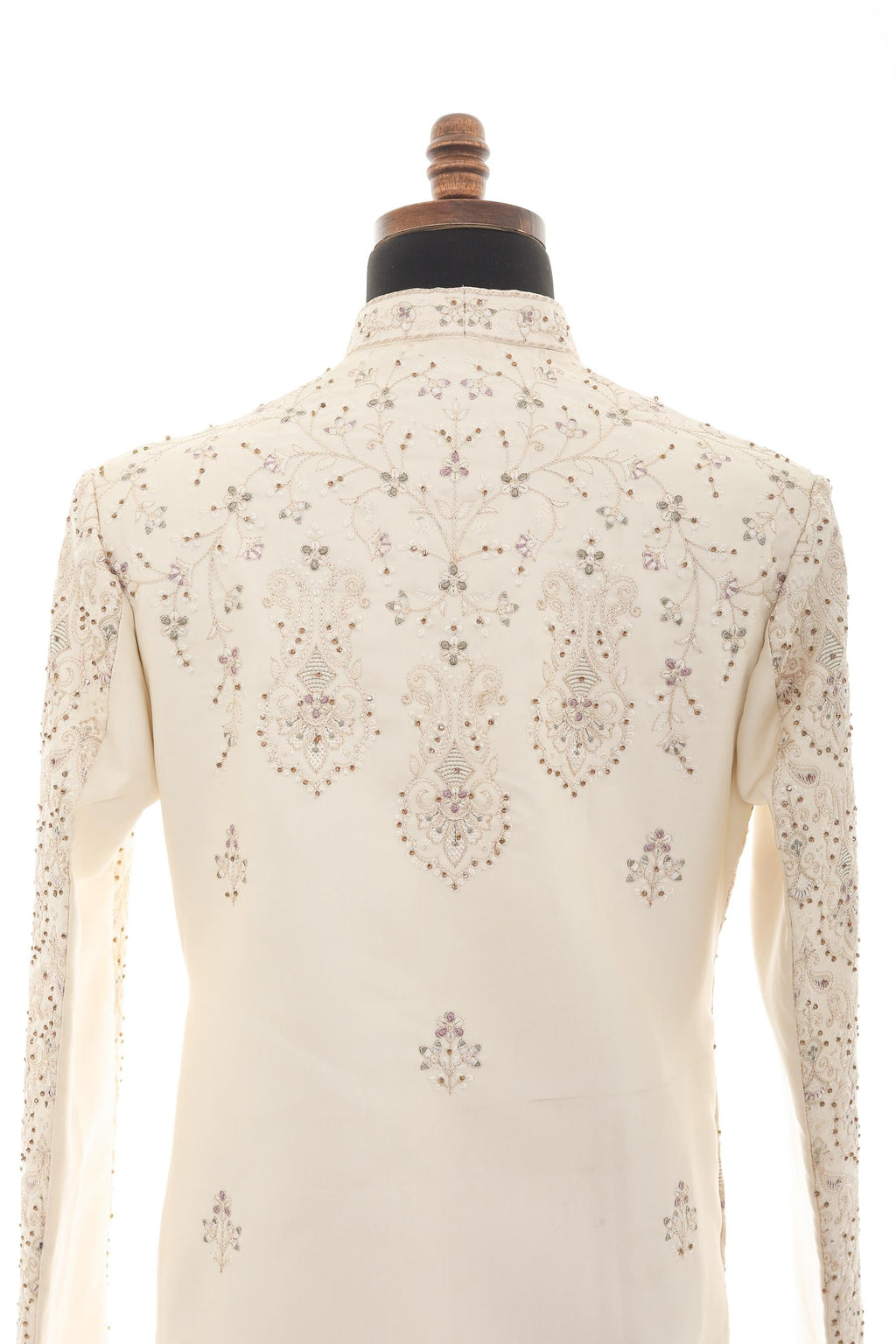 Ivory Embroidered Sherwani for Men | Wedding Groom Sherwani | Indian Pakistani Ethnic Wear | Handcrafted Festive Coat