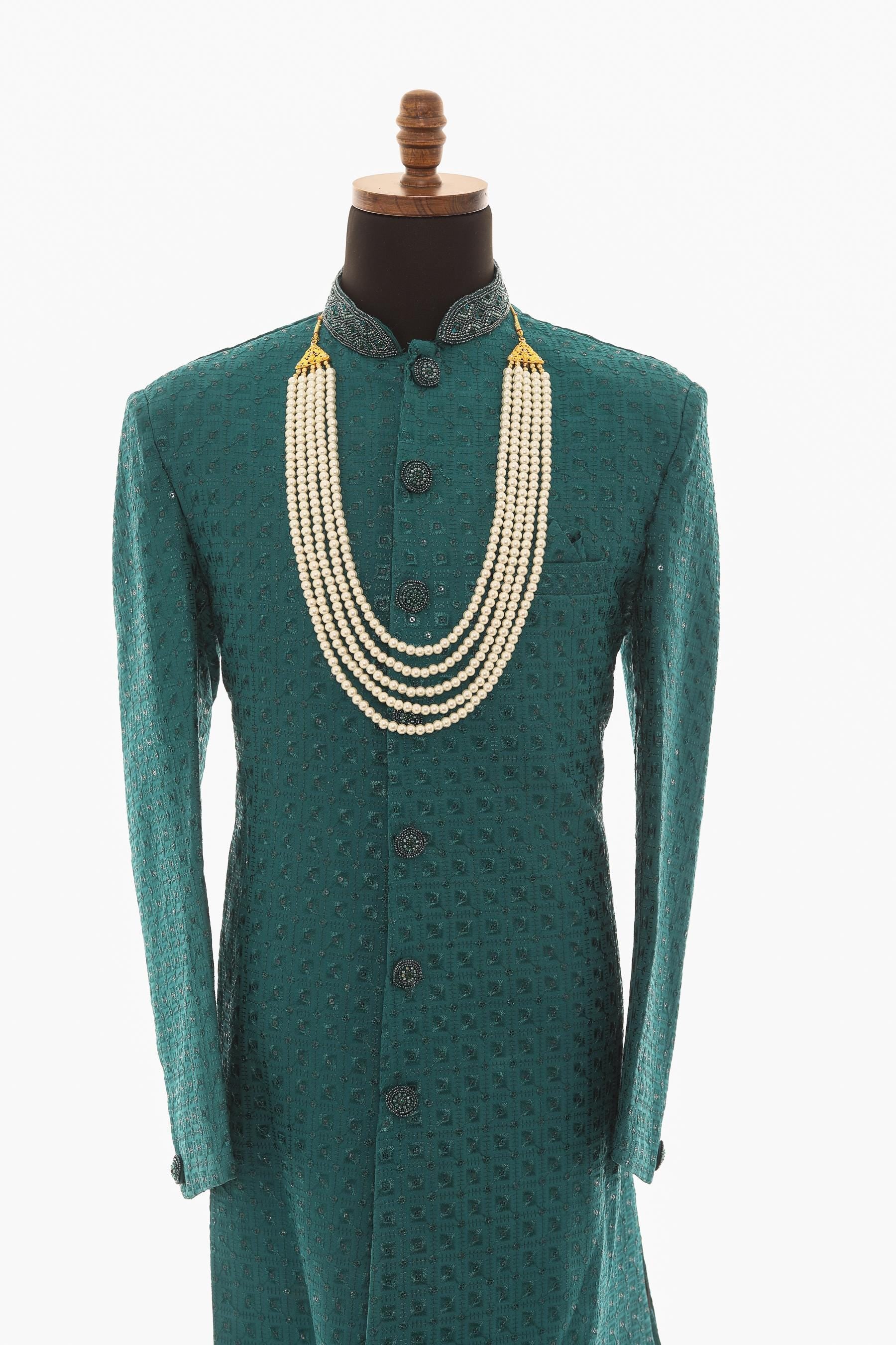 Men White Moti Necklace – Classic Pearl Mala for Traditional Wear