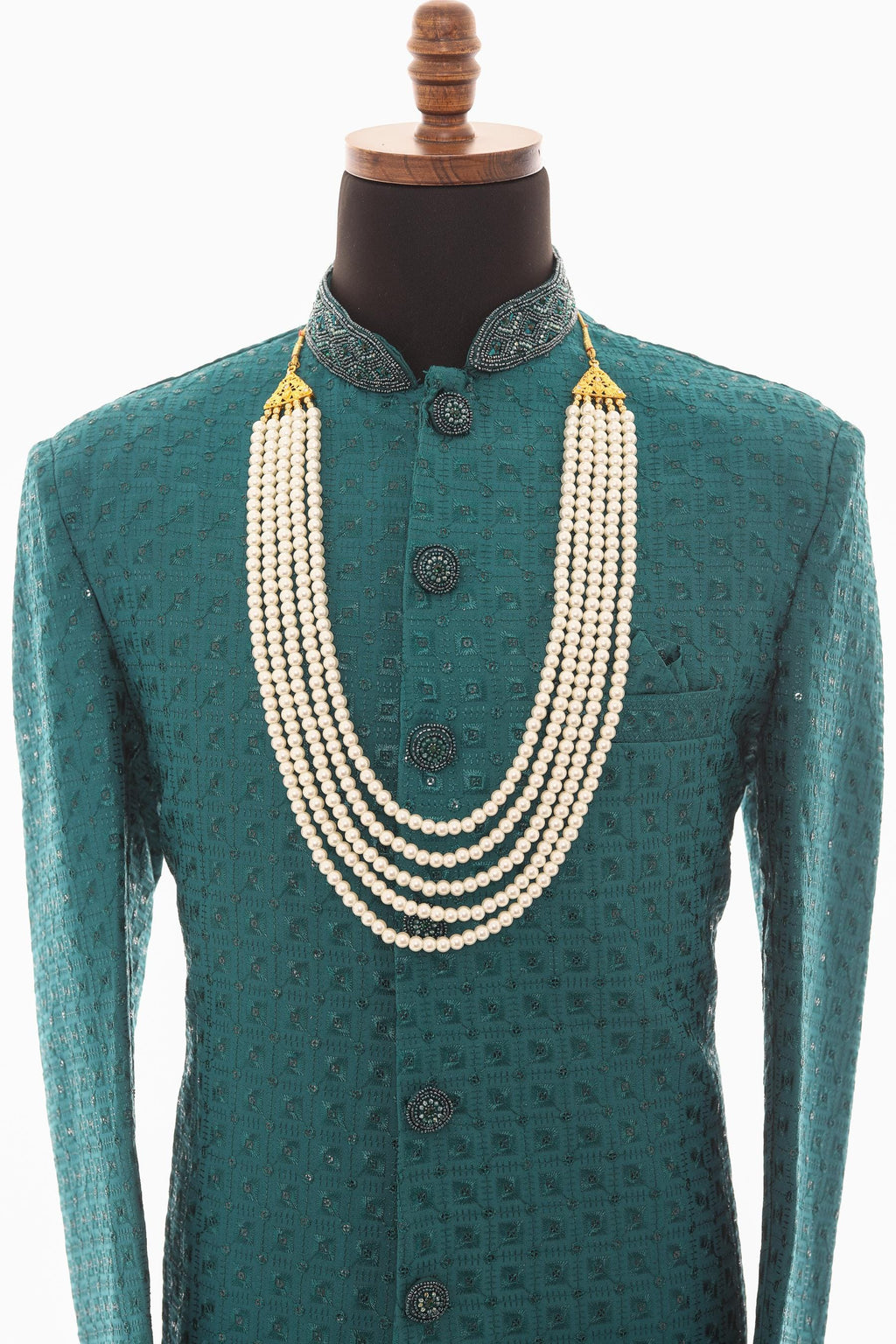 Men White Moti Necklace – Classic Pearl Mala for Traditional Wear