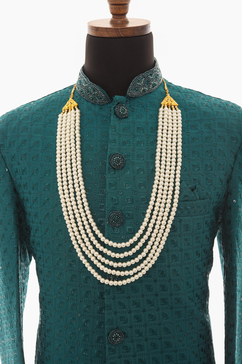 Men White Moti Necklace – Classic Pearl Mala for Traditional Wear