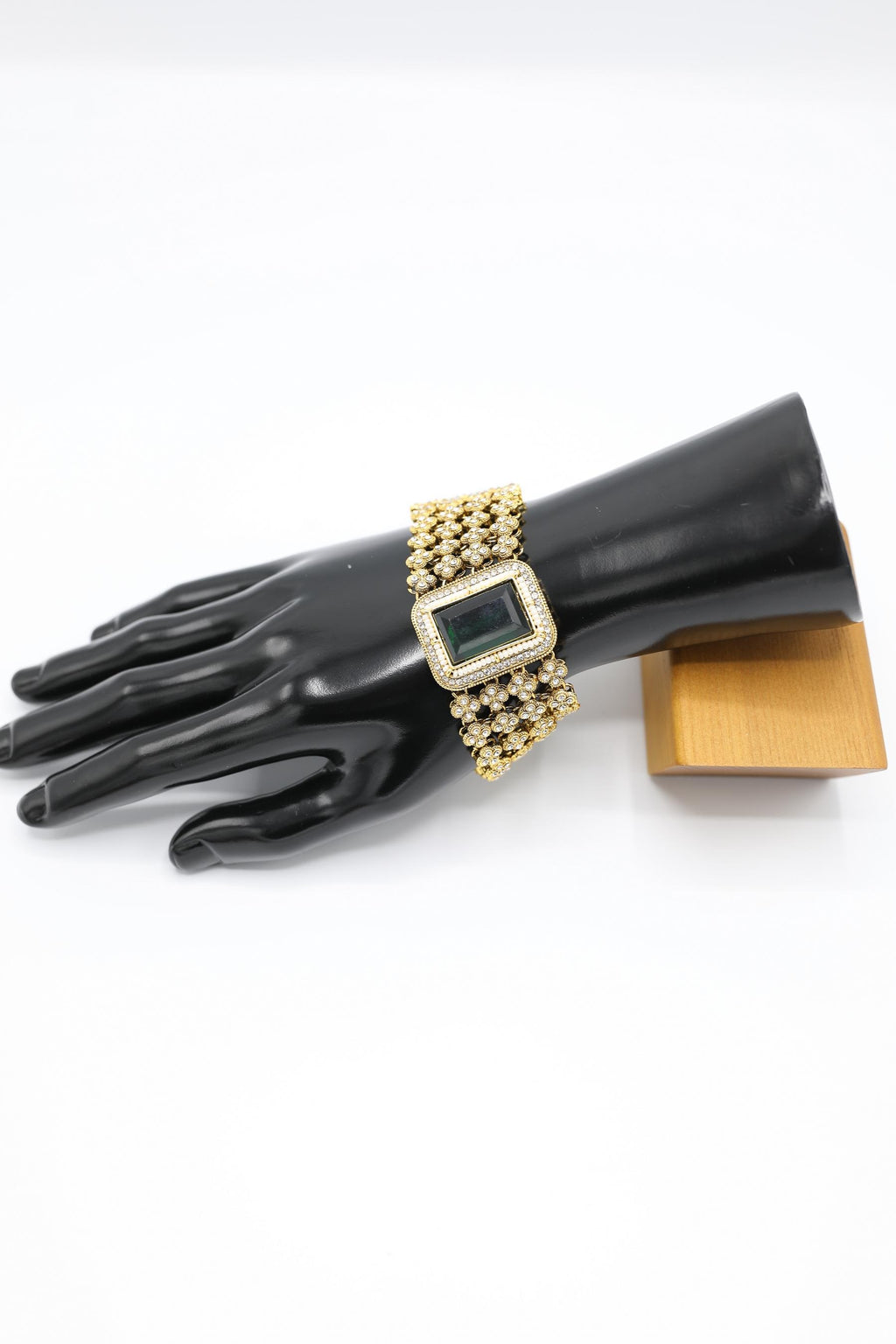 Gold With Emerald Stone Unisex Bracelet