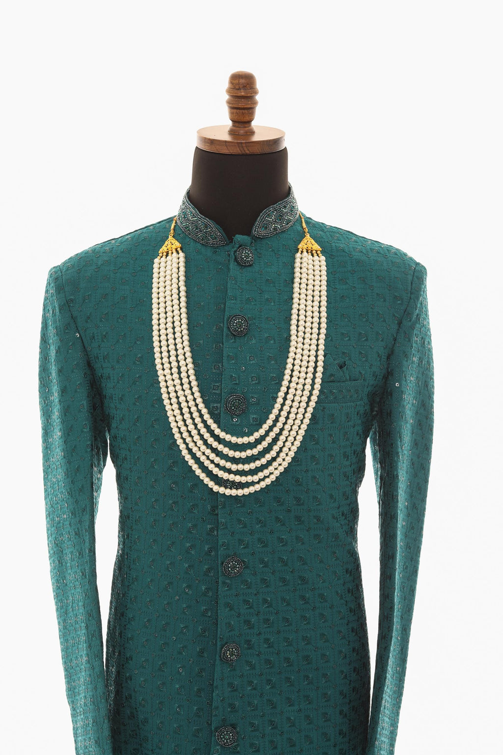 Men White Moti Necklace – Classic Pearl Mala for Traditional Wear