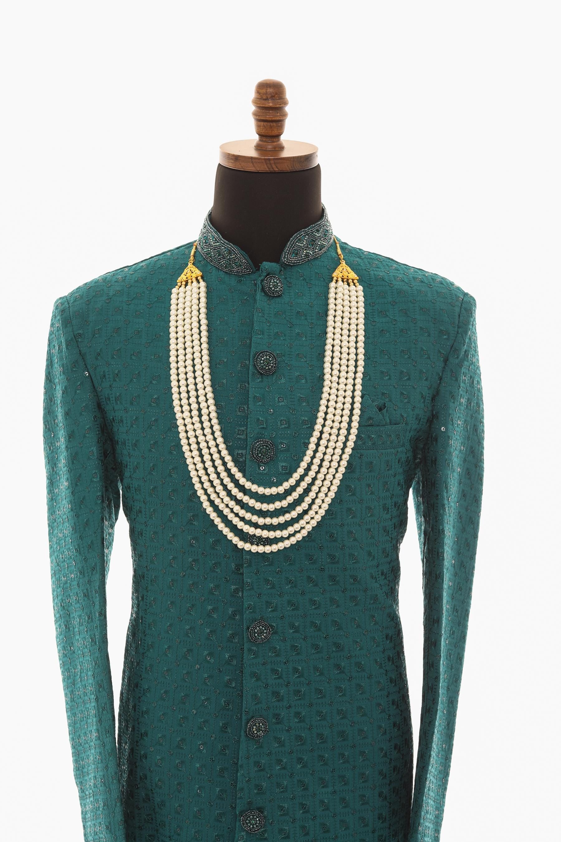 Men White Moti Necklace – Classic Pearl Mala for Traditional Wear