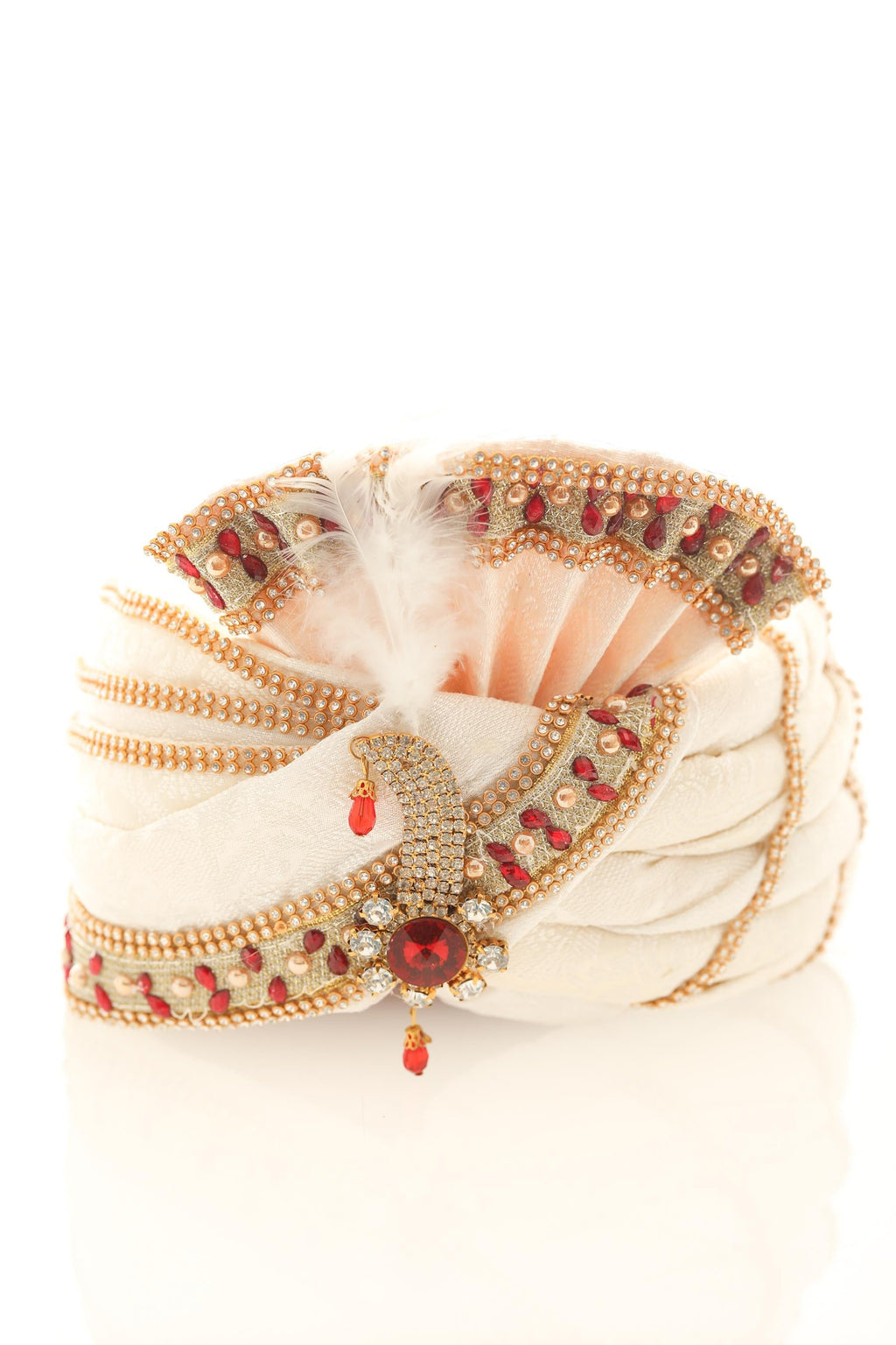 White Groom Turban Self Jacquard Lightweight Safa