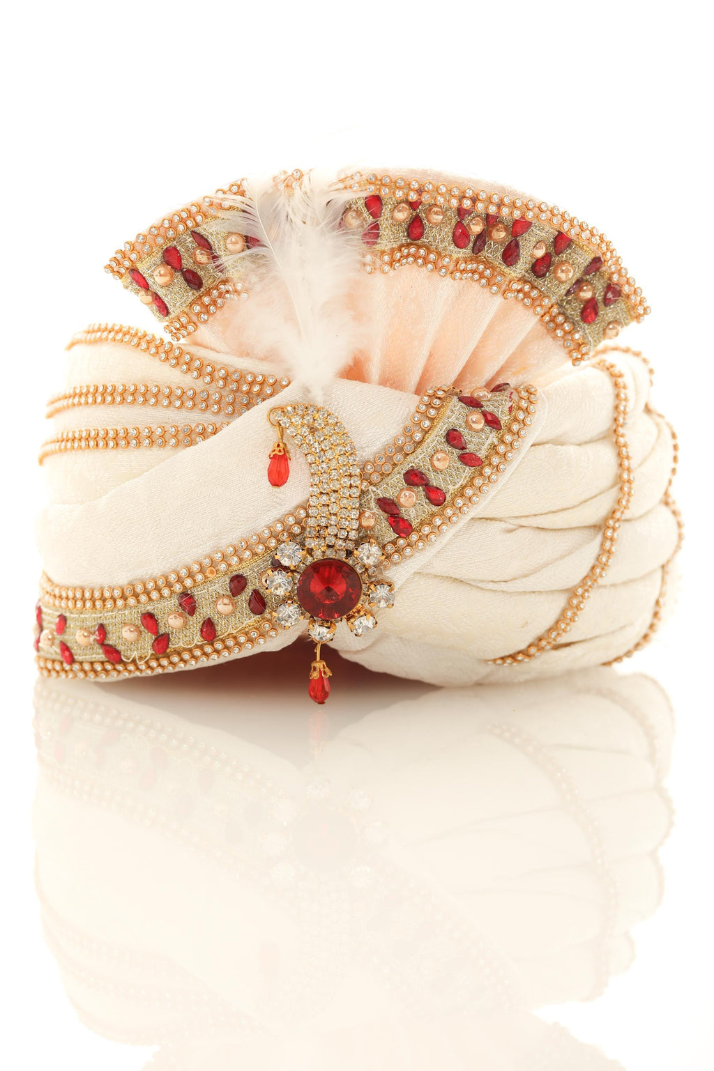 White Groom Turban Self Jacquard Lightweight Safa