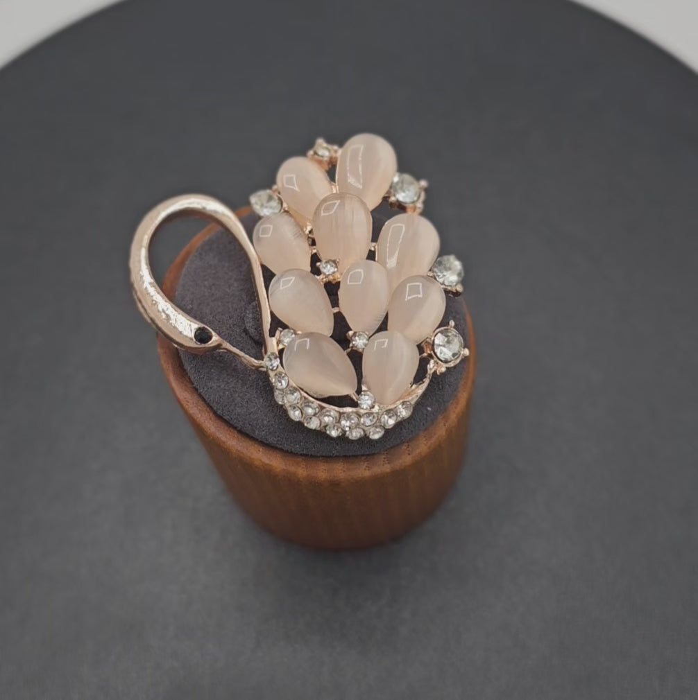 Flamingo Crystal Brooch in Rose Gold