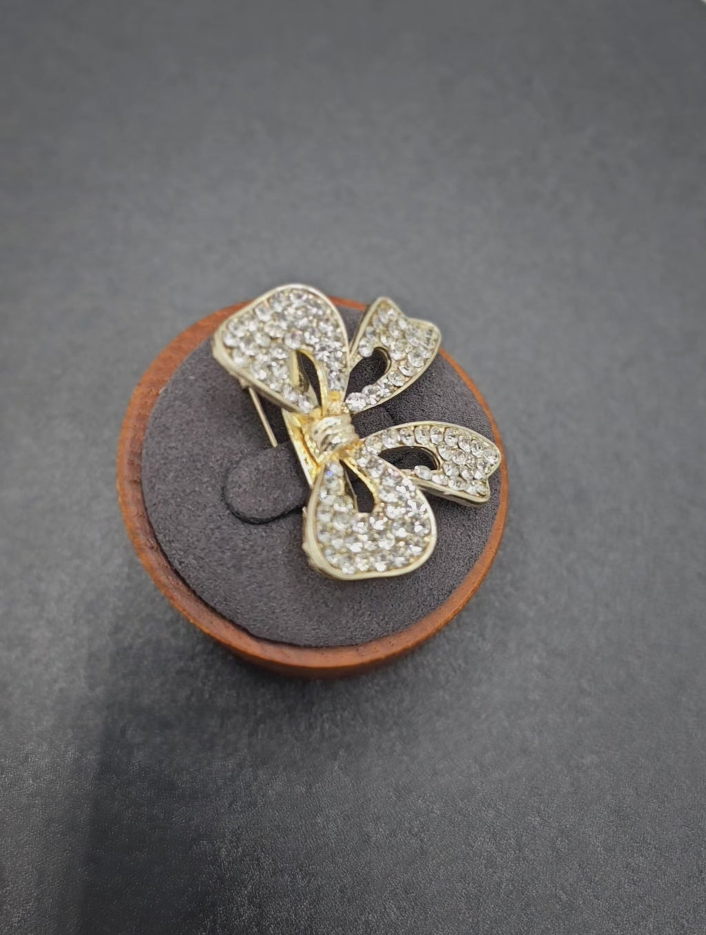 Silver Rhinestones & Gold Tone Brooch Pin