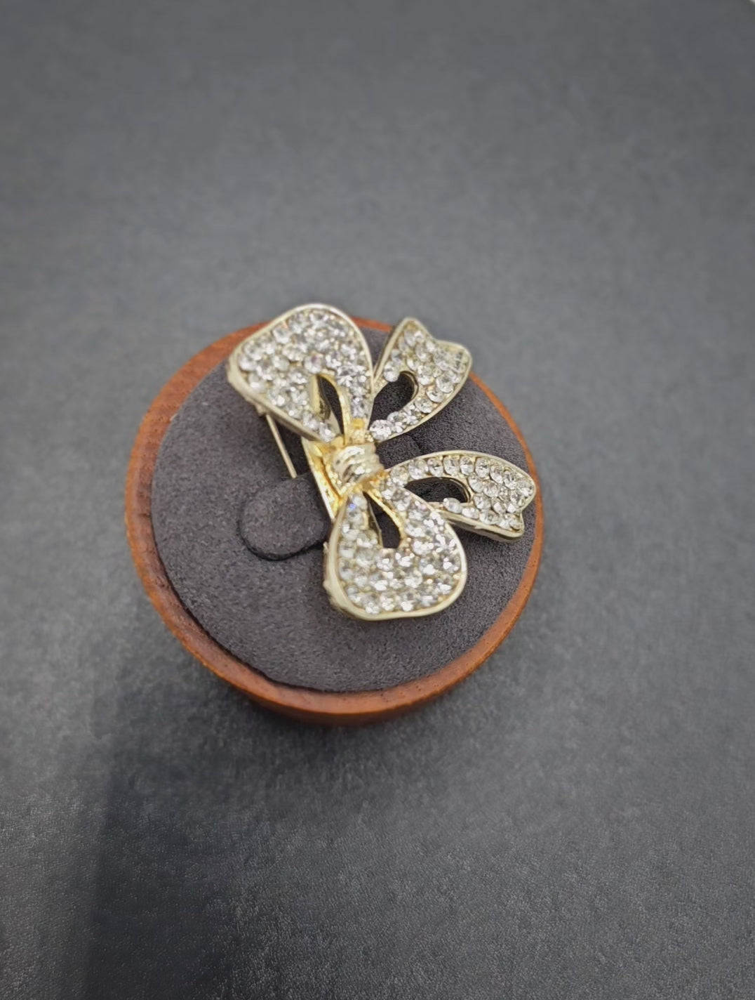 Silver Rhinestones & Gold Tone Brooch Pin