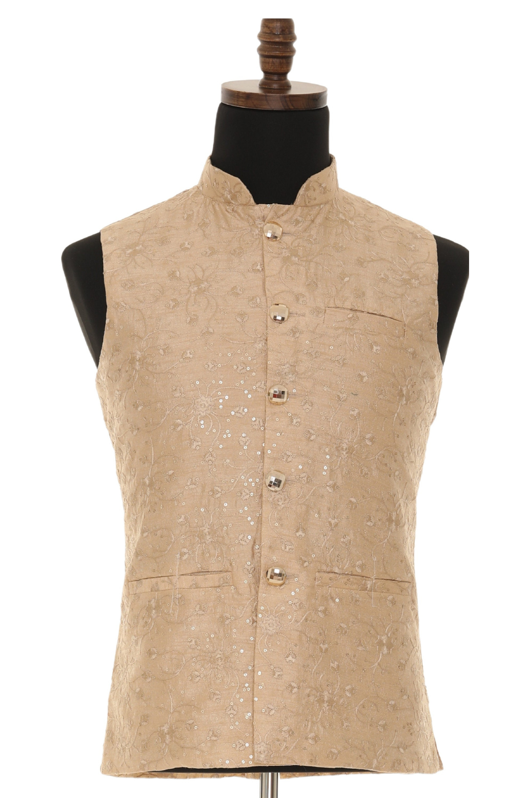Men's Beige Shade With Thread Work Nehru Jacket
